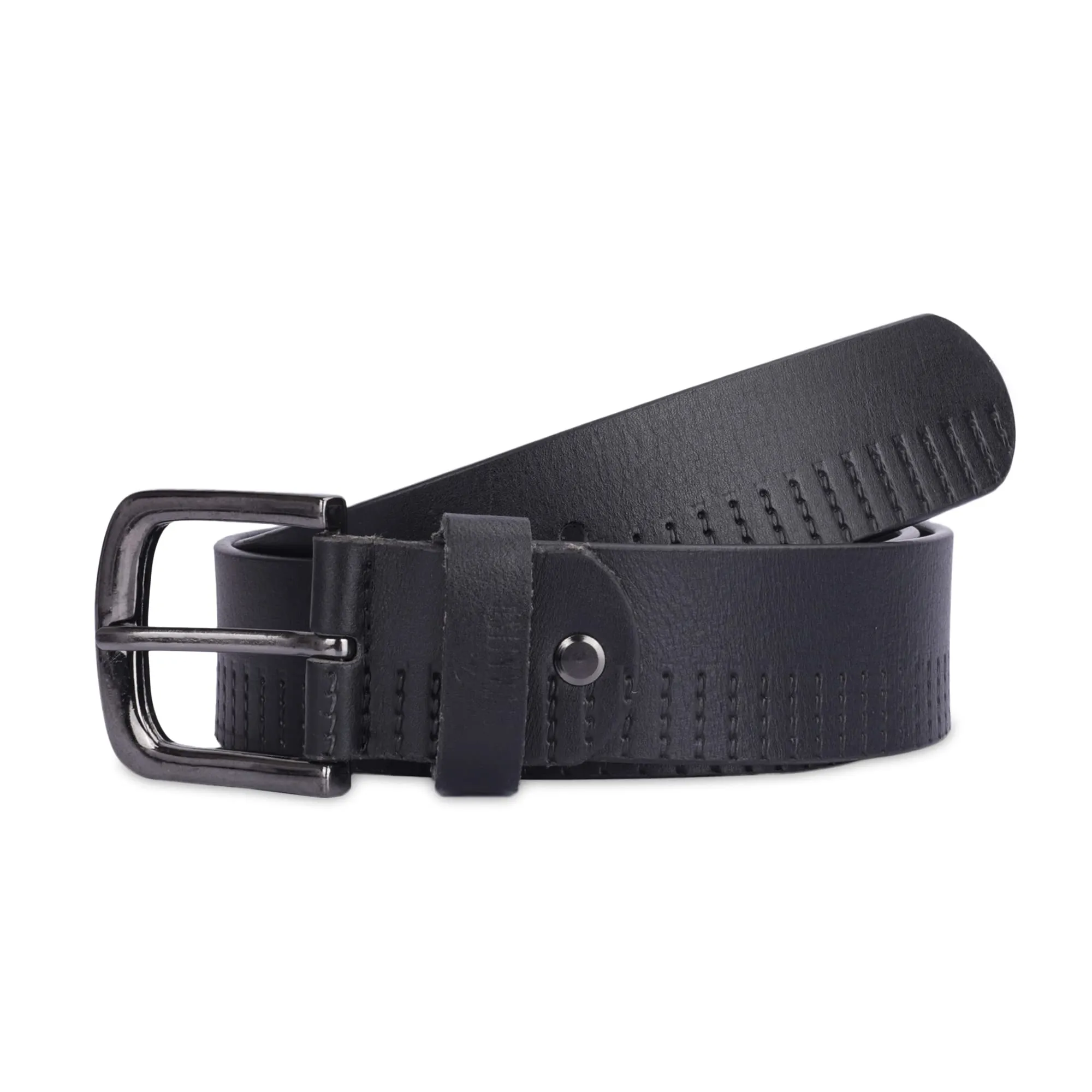 THE CLOWNFISH Men's Genuine Leather Belt with Design- Black (Size- 32 inches)