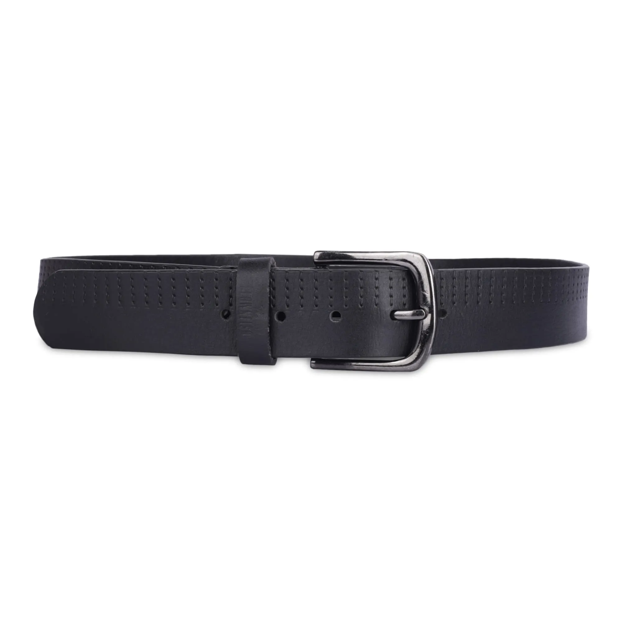 THE CLOWNFISH Men's Genuine Leather Belt with Design- Black (Size- 32 inches)
