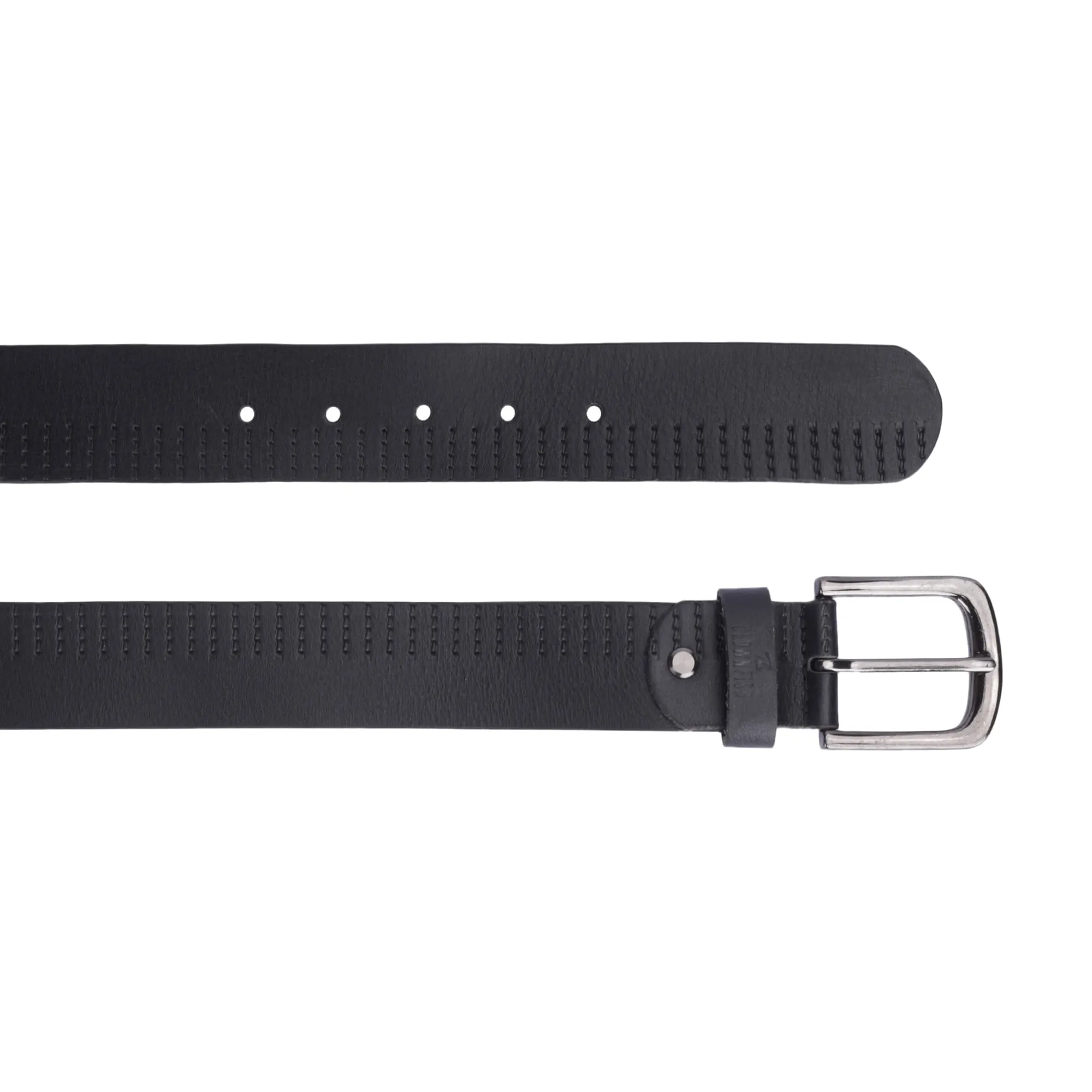 THE CLOWNFISH Men's Genuine Leather Belt with Design- Black (Size- 32 inches)