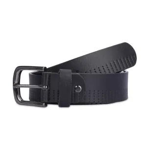 THE CLOWNFISH Men's Genuine Leather Belt with Design- Black (Size- 32 inches)
