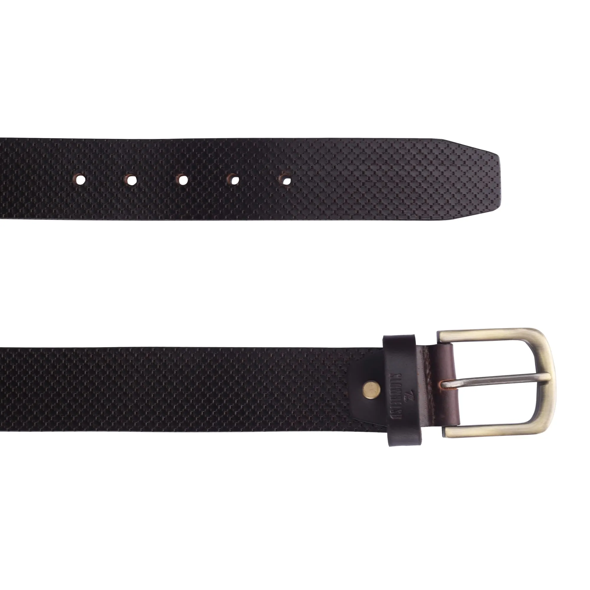 THE CLOWNFISH Men's Genuine Leather Belt with Embossed Design - Dark Chocolate (Size - 40 inches)