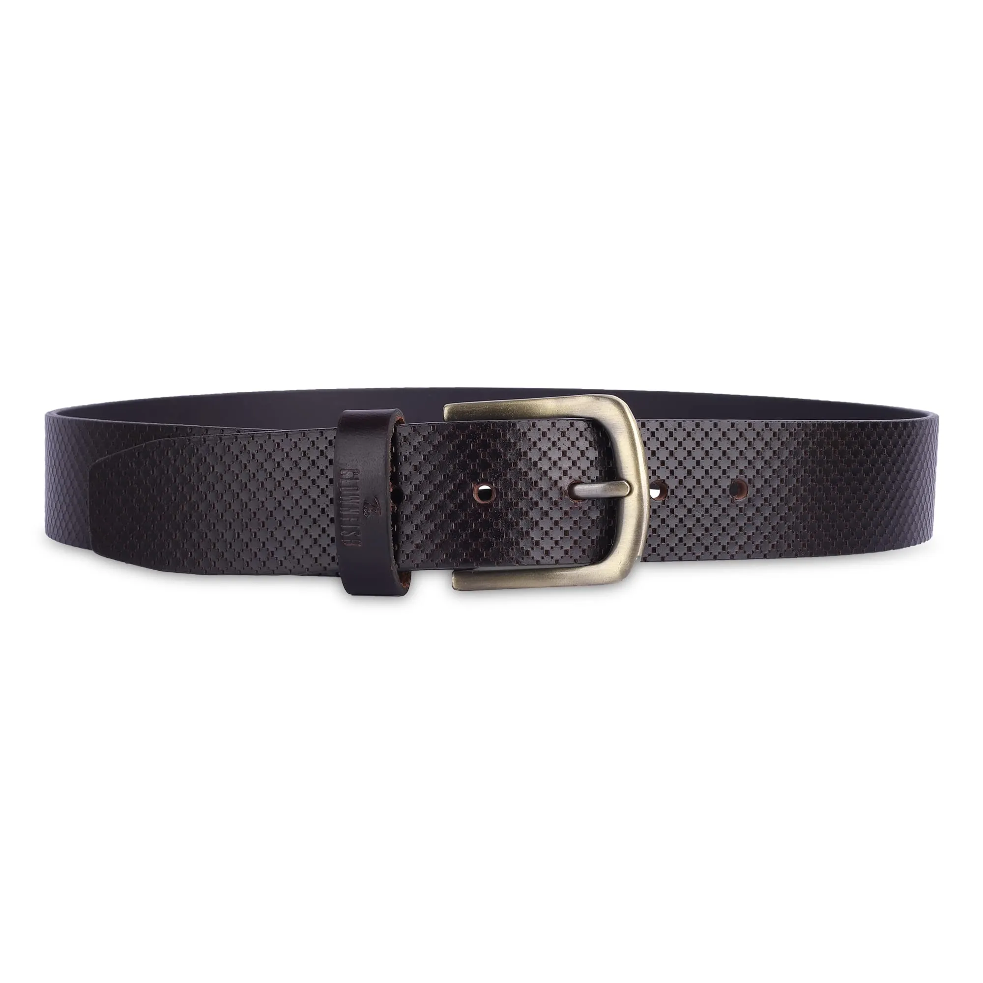THE CLOWNFISH Men's Genuine Leather Belt with Embossed Design - Dark Chocolate (Size - 40 inches)