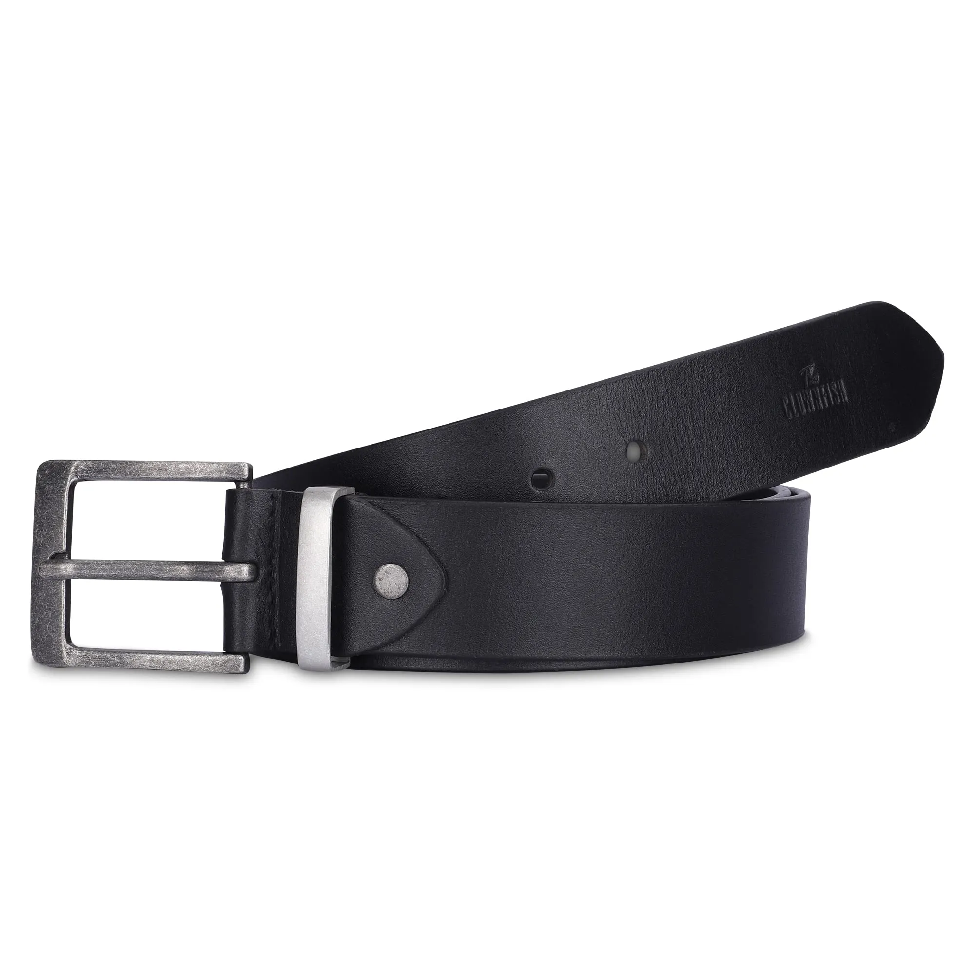 THE CLOWNFISH Men's Genuine Leather Belts - Black (Size-32 inches)