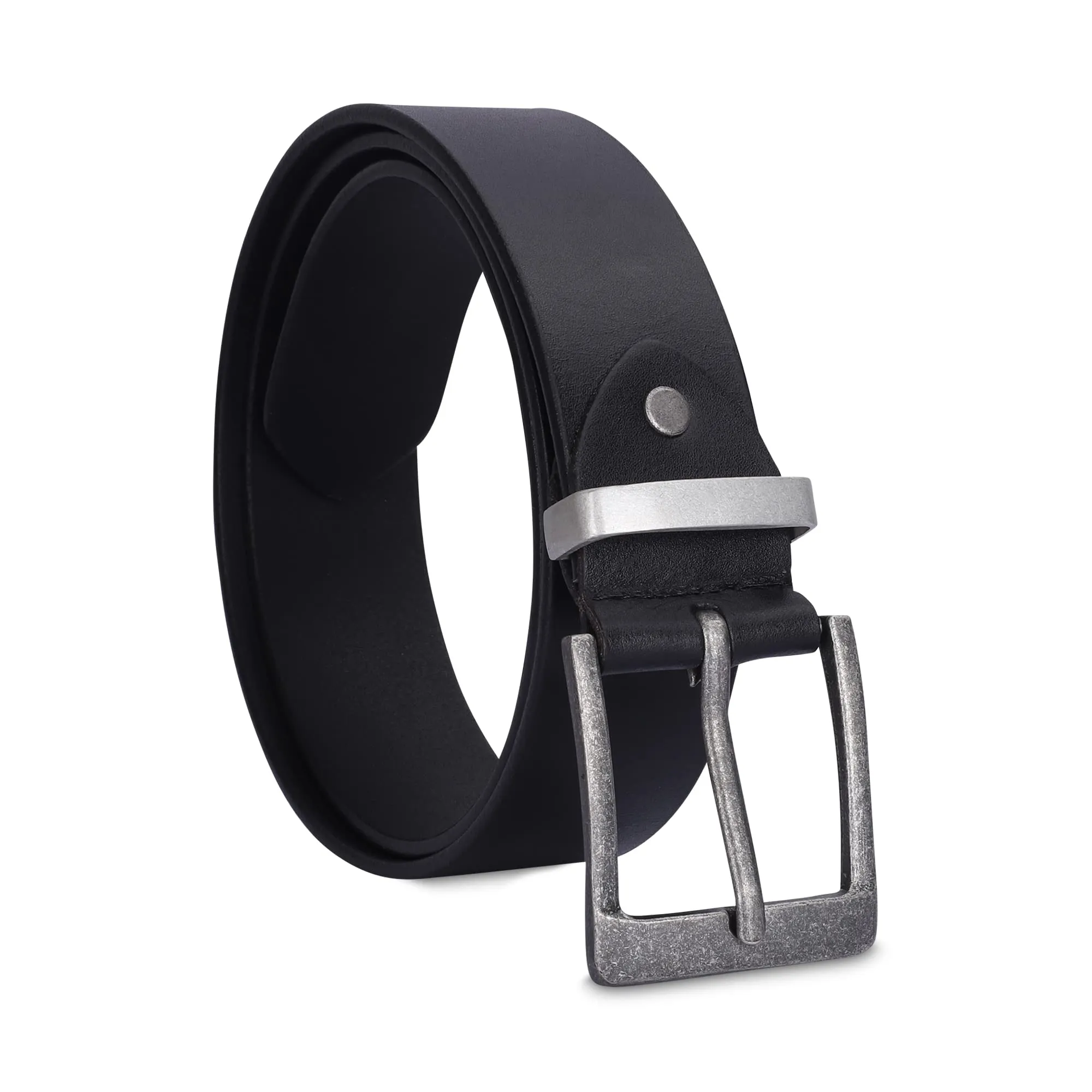 THE CLOWNFISH Men's Genuine Leather Belts - Black (Size-32 inches)