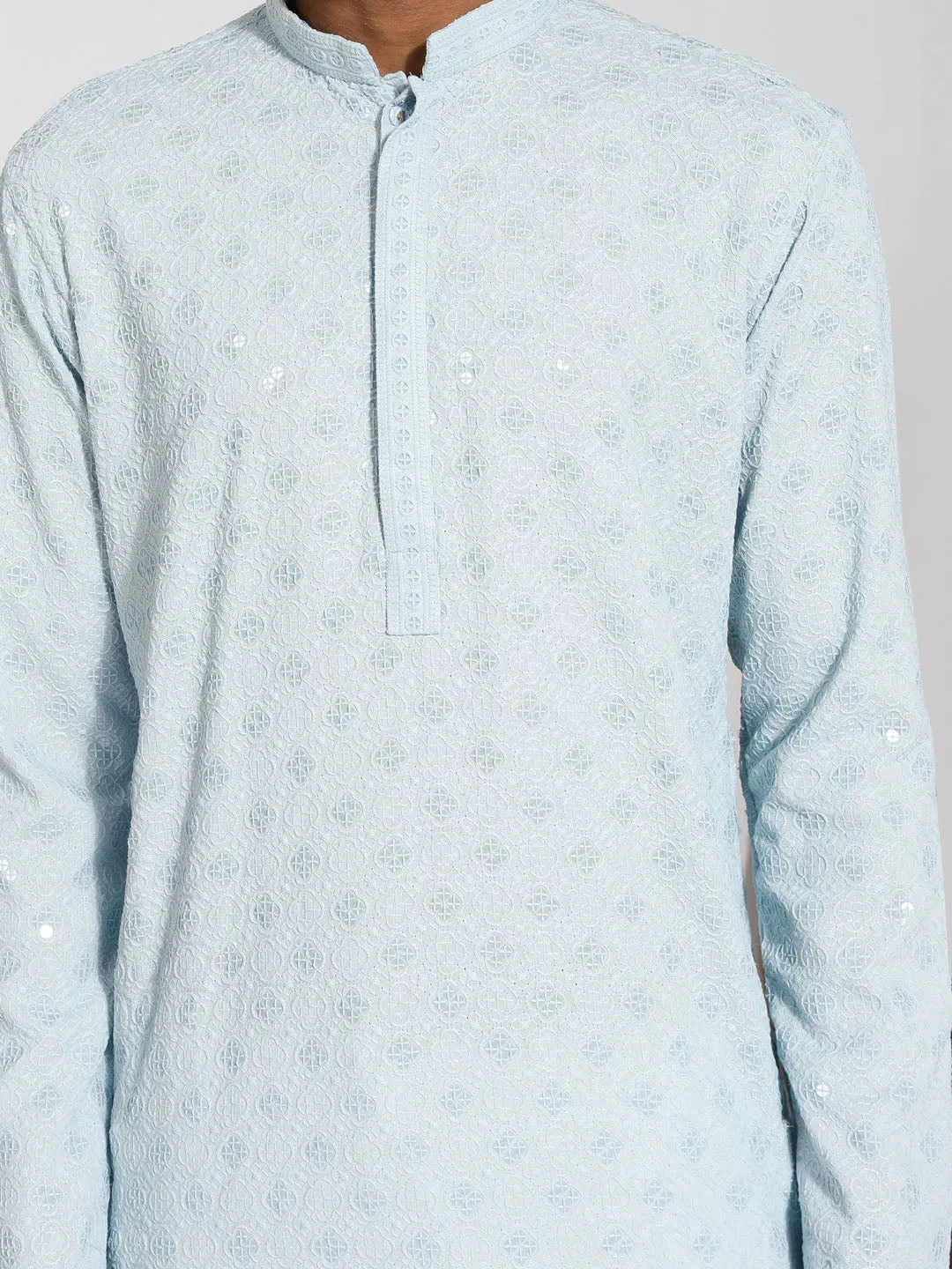 VASTRAMAY Men's Aqua Rayon Kurta Set