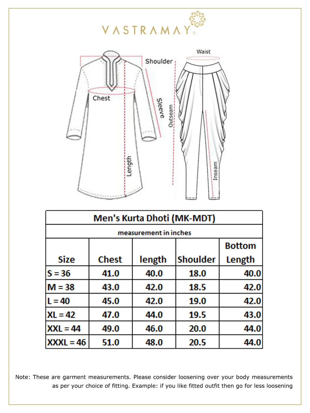 VASTRAMAY Men's Cotton Chikankari Kurta With Dhoti