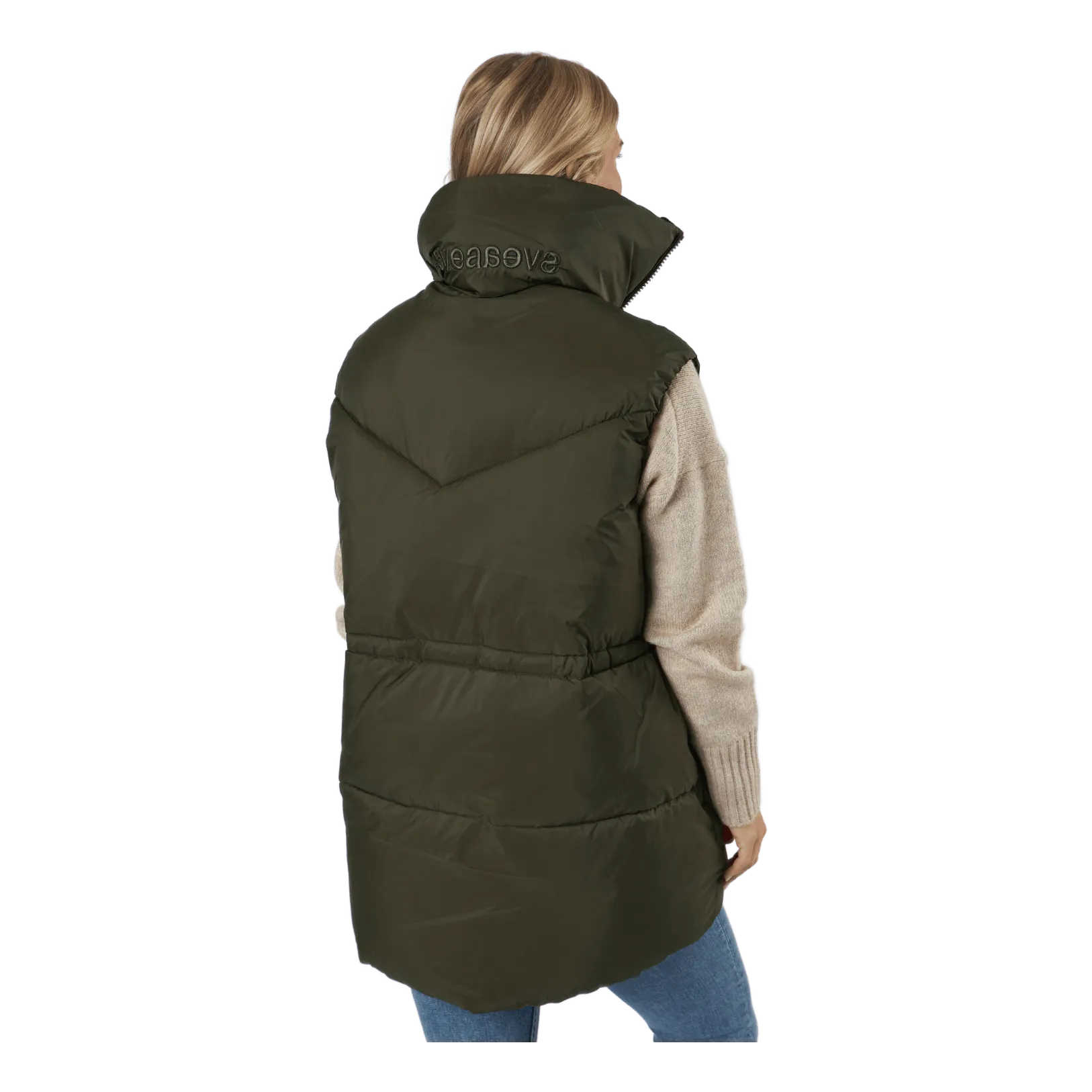 W. Generous Hip Length Vest Dark Army