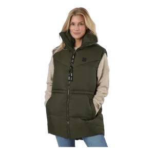 W. Generous Hip Length Vest Dark Army