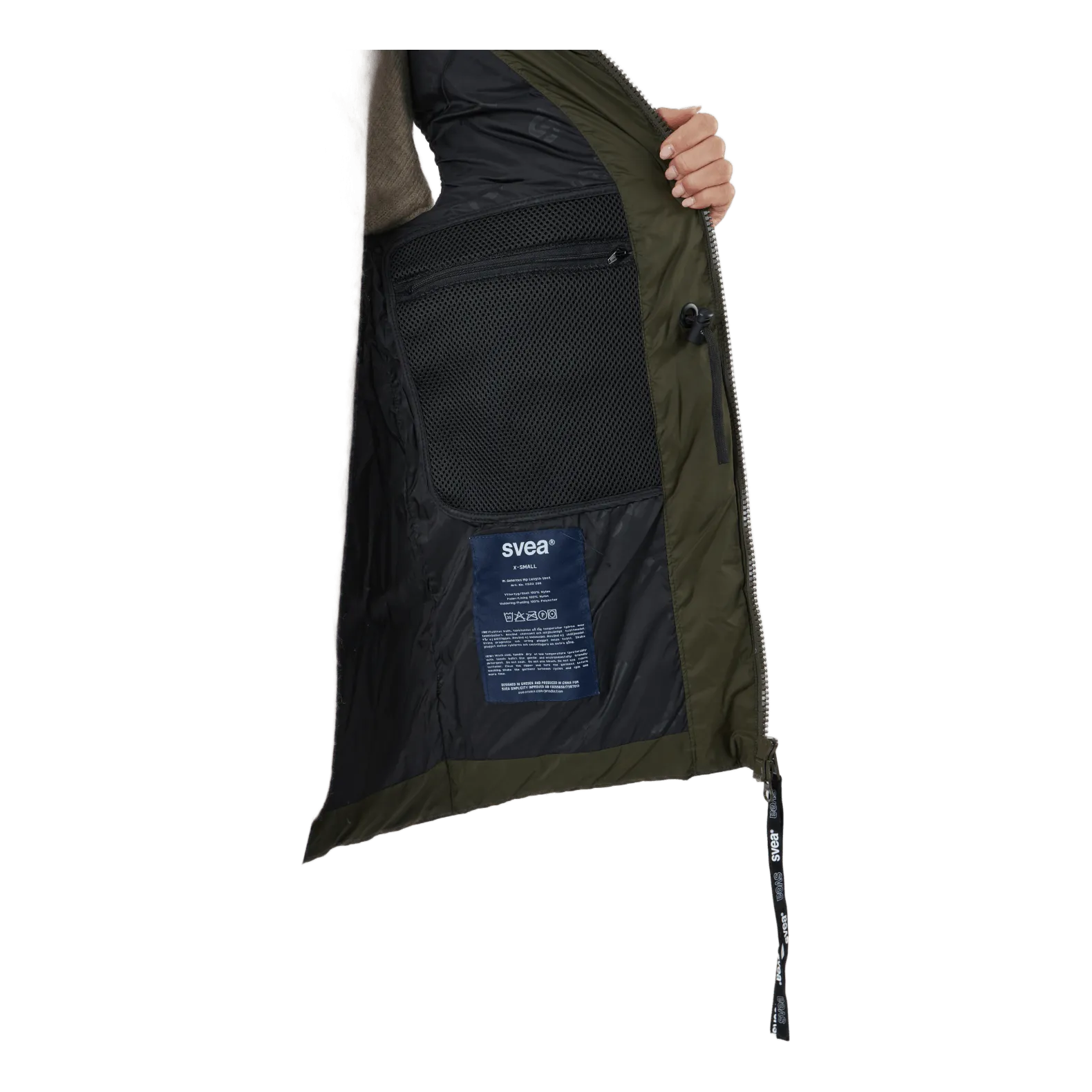 W. Generous Hip Length Vest Dark Army