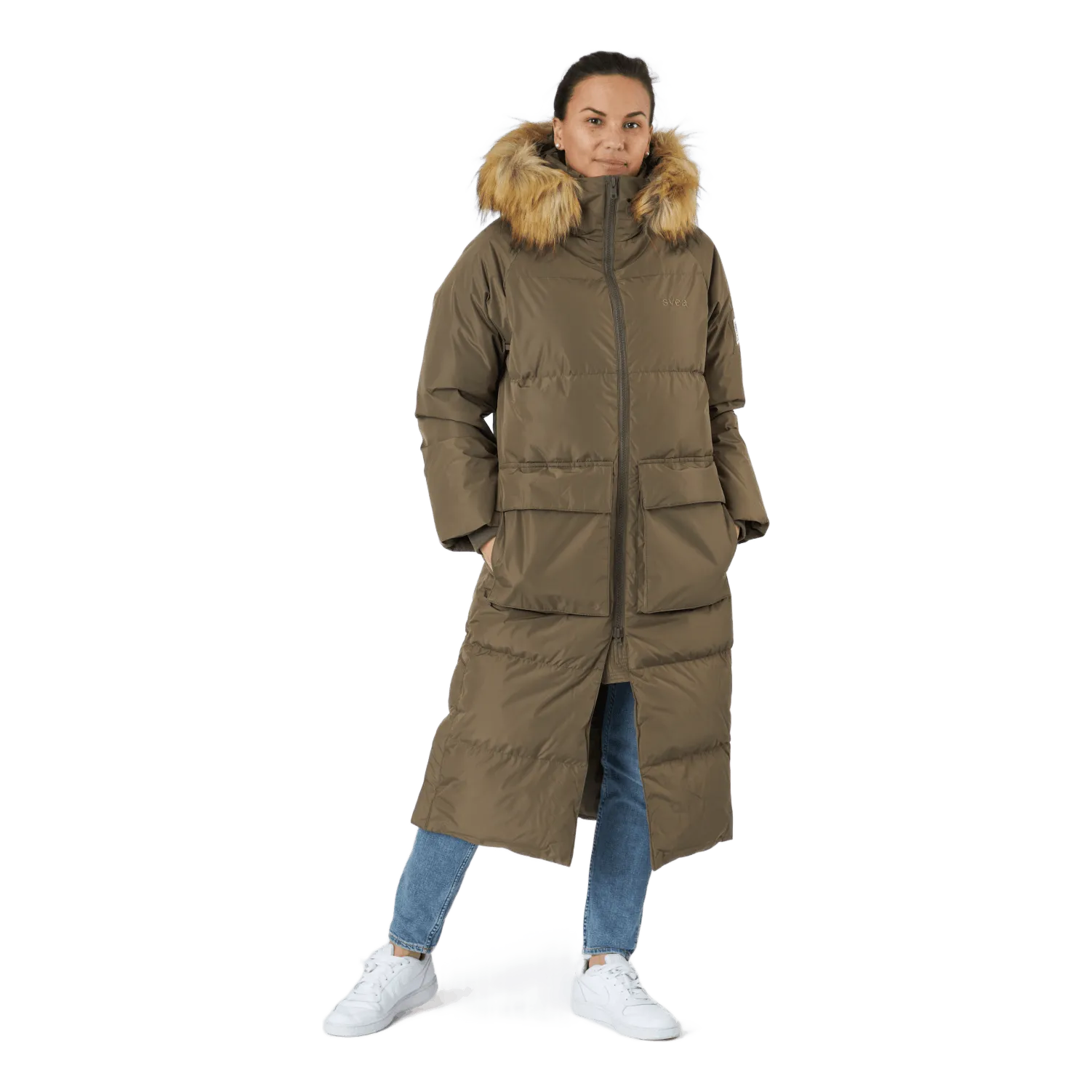 W. Loose Fur Hood Coat Mole