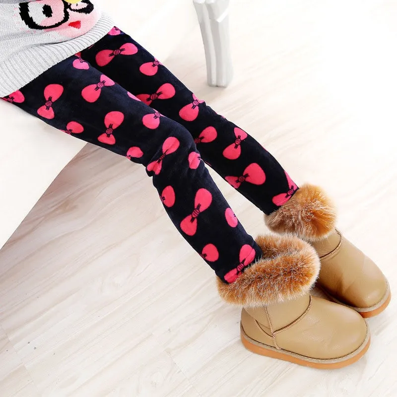 Winter Colorful Print Flower Butterfly Soft Warm Girls Leggings