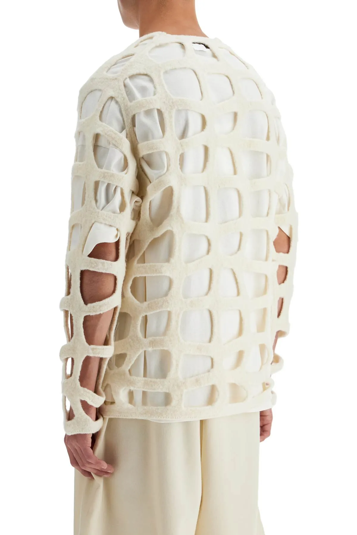 wool cut out top with italian PN N011 OFF WHITE